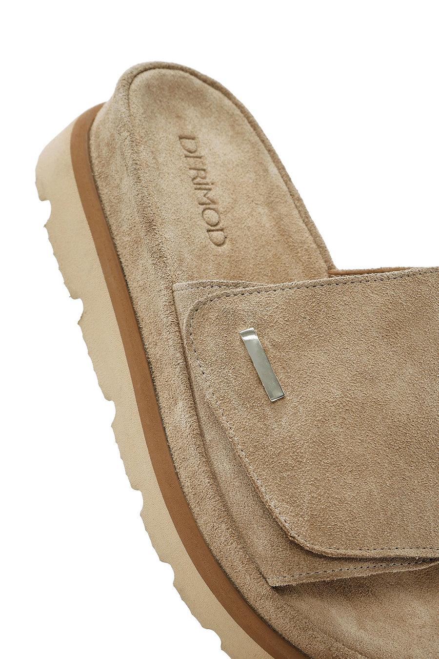 Women's Beige Thick Soled Suede Leather Slippers