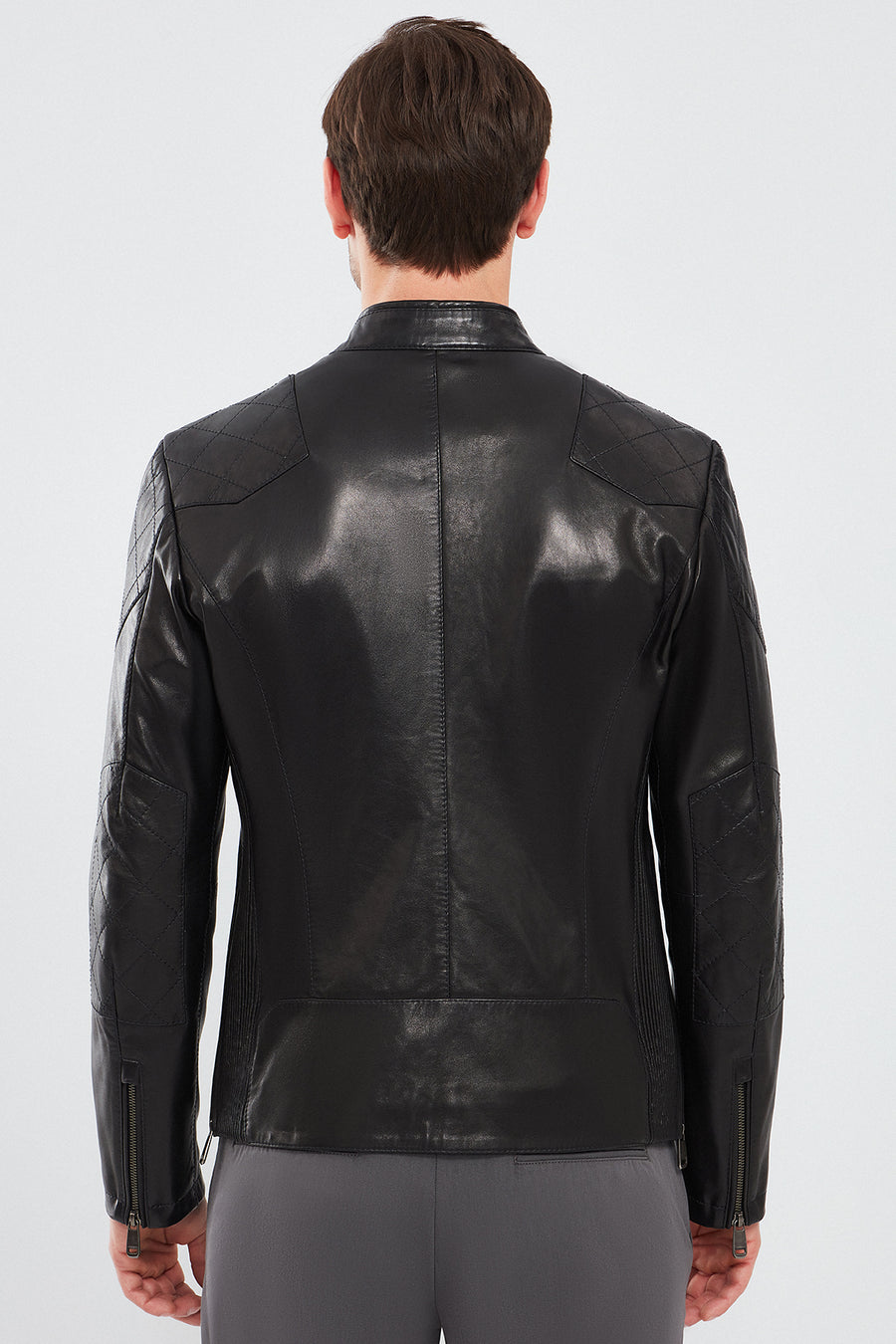 Jackson Erkek Siyah Slim-Fit Spor Deri Mont