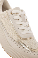 Women's Beige Lace-Up Thick-Sole Knitted Sneakers | Derimod