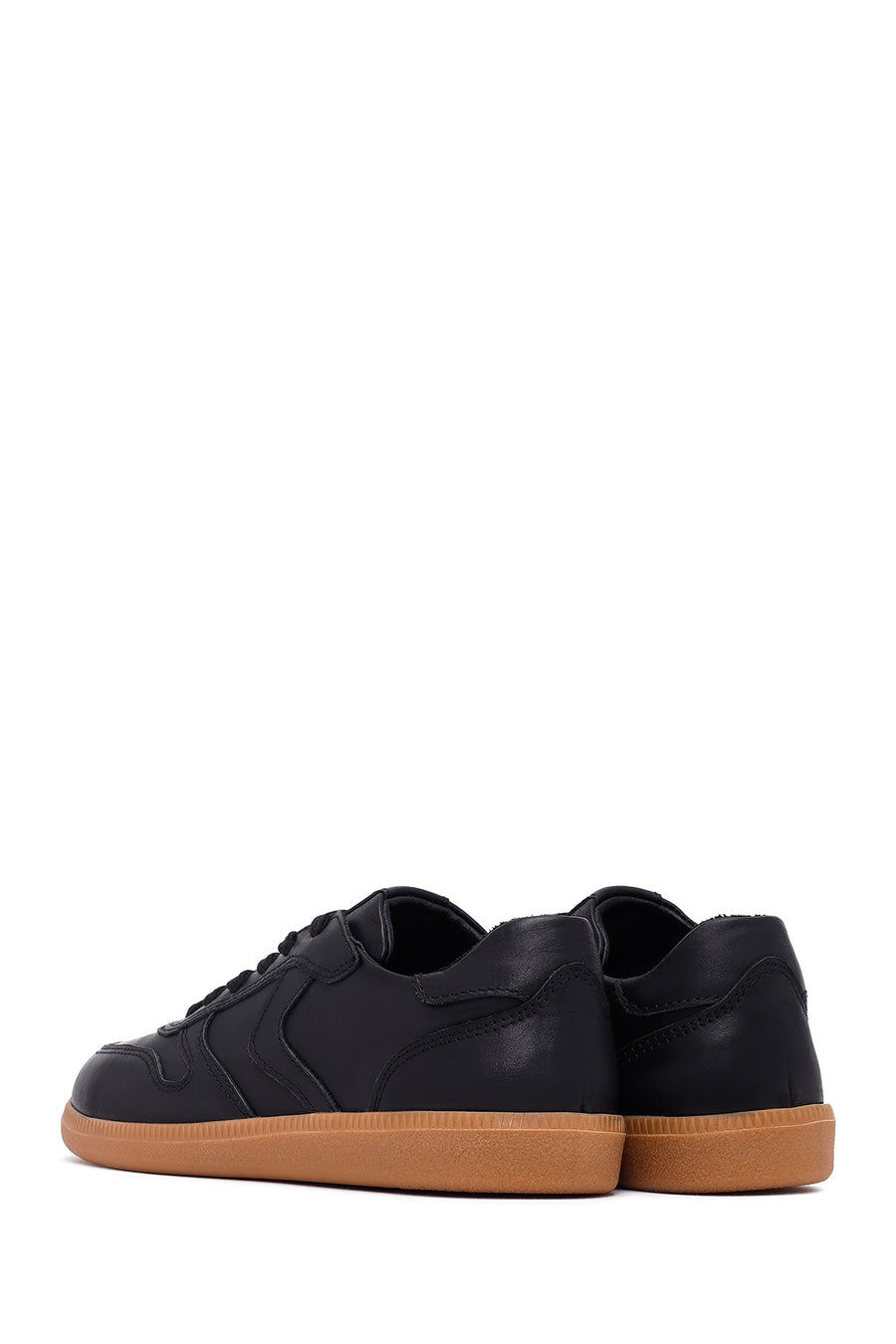 Kadın Siyah Bağcıklı Deri Sneaker