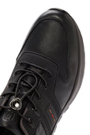 Erkek Siyah Bağcıklı Deri Sneaker | Derimod
