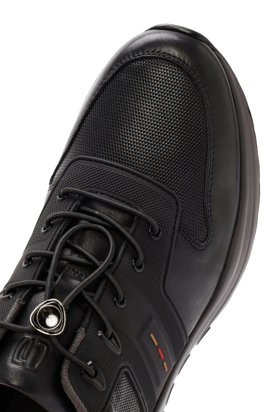 Erkek Siyah Bağcıklı Deri Sneaker