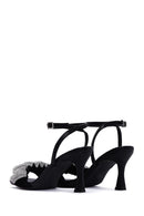 Women's Black Stone Heeled Sandals | Derimod