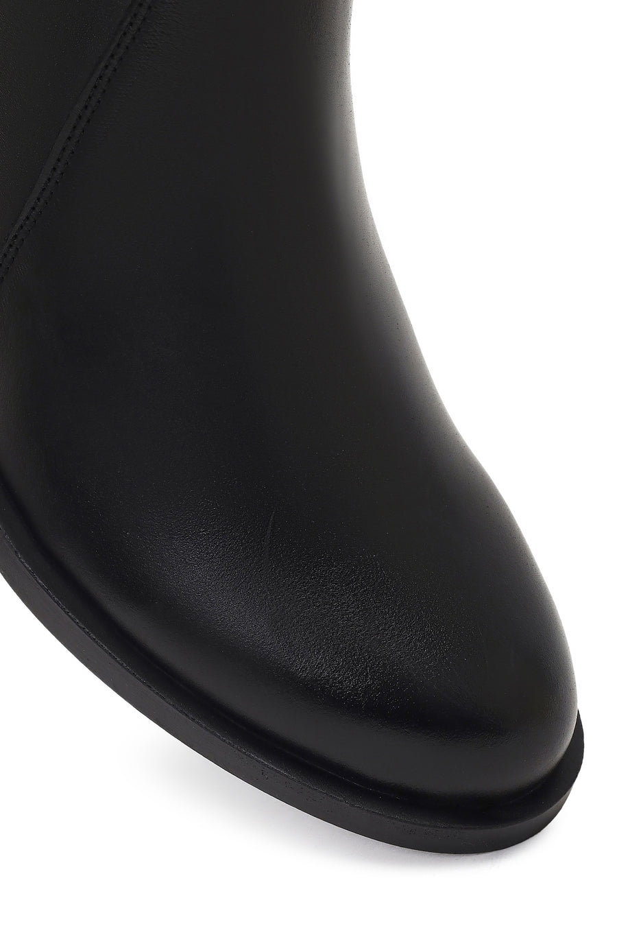 Woman Black Zip Closure Leather Boots