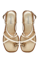 Women's Gold Metallic Flip Flop Sandals | Derimod
