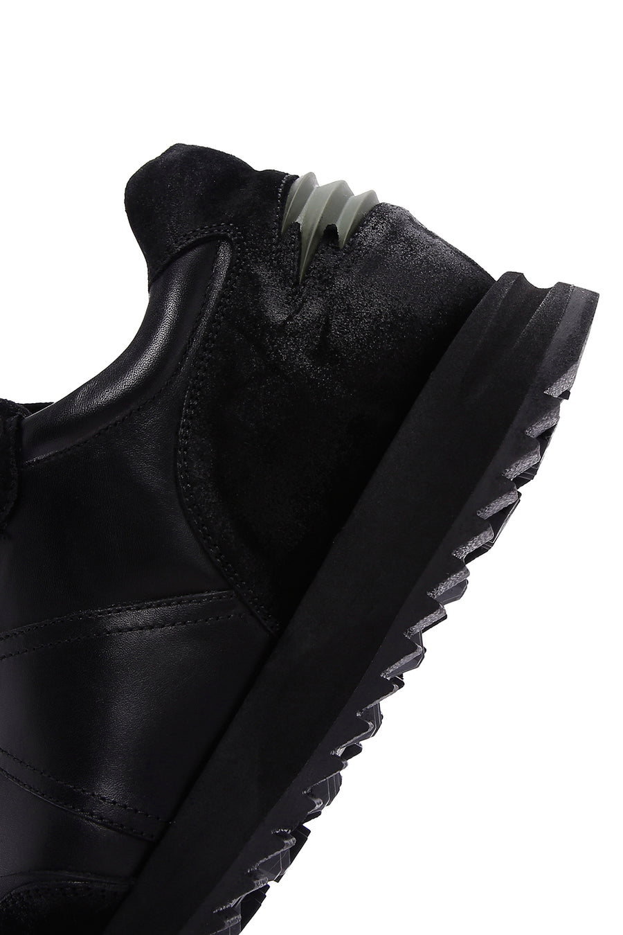 Erkek Siyah Deri Süet Detaylı Sneaker