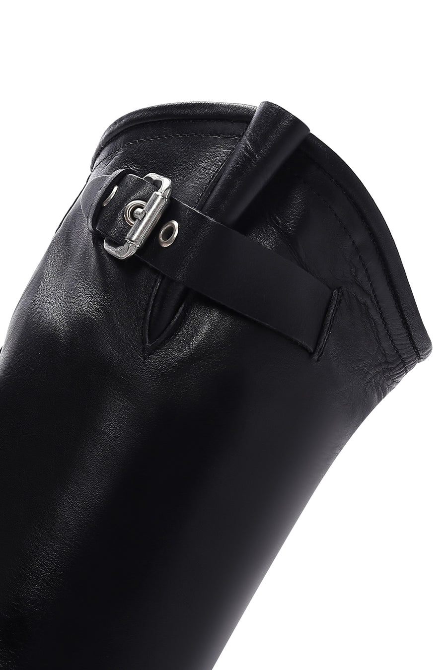 Women's Black Leather Buckle Boots