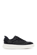 Erkek Siyah Bağcıklı Kalın Tabanlı Deri Sneaker | Derimod