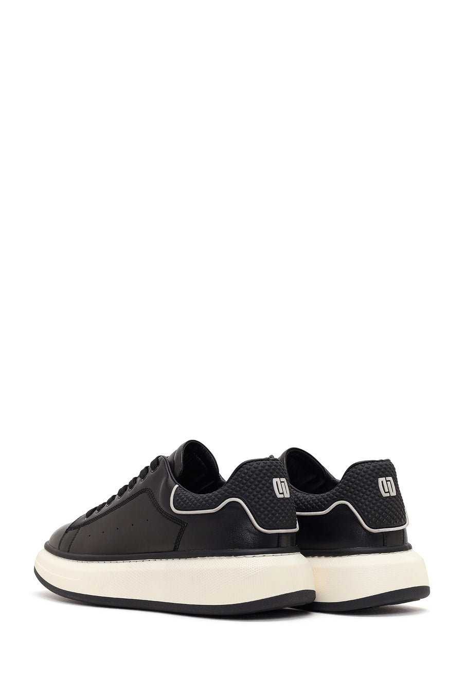 Erkek Siyah Kalın Tabanlı Deri Sneaker