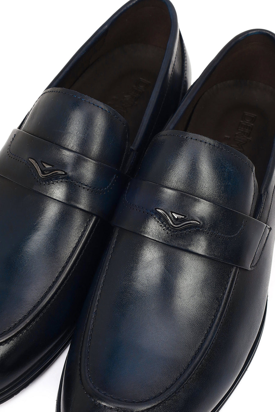 Derimod Black Erkek Lacivert Deri Klasik Loafer