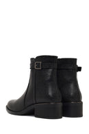 Woman Black Zip Closure Leather Boots | Derimod