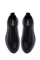 Men's Black Thick Sole Leather Casual Sneakers | Derimod