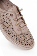 Woman Mink Patterned Leather Comfort Shoes | Derimod