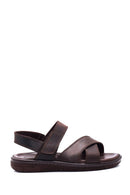 Men's Brown Nubuck Leather Sandals | Derimod
