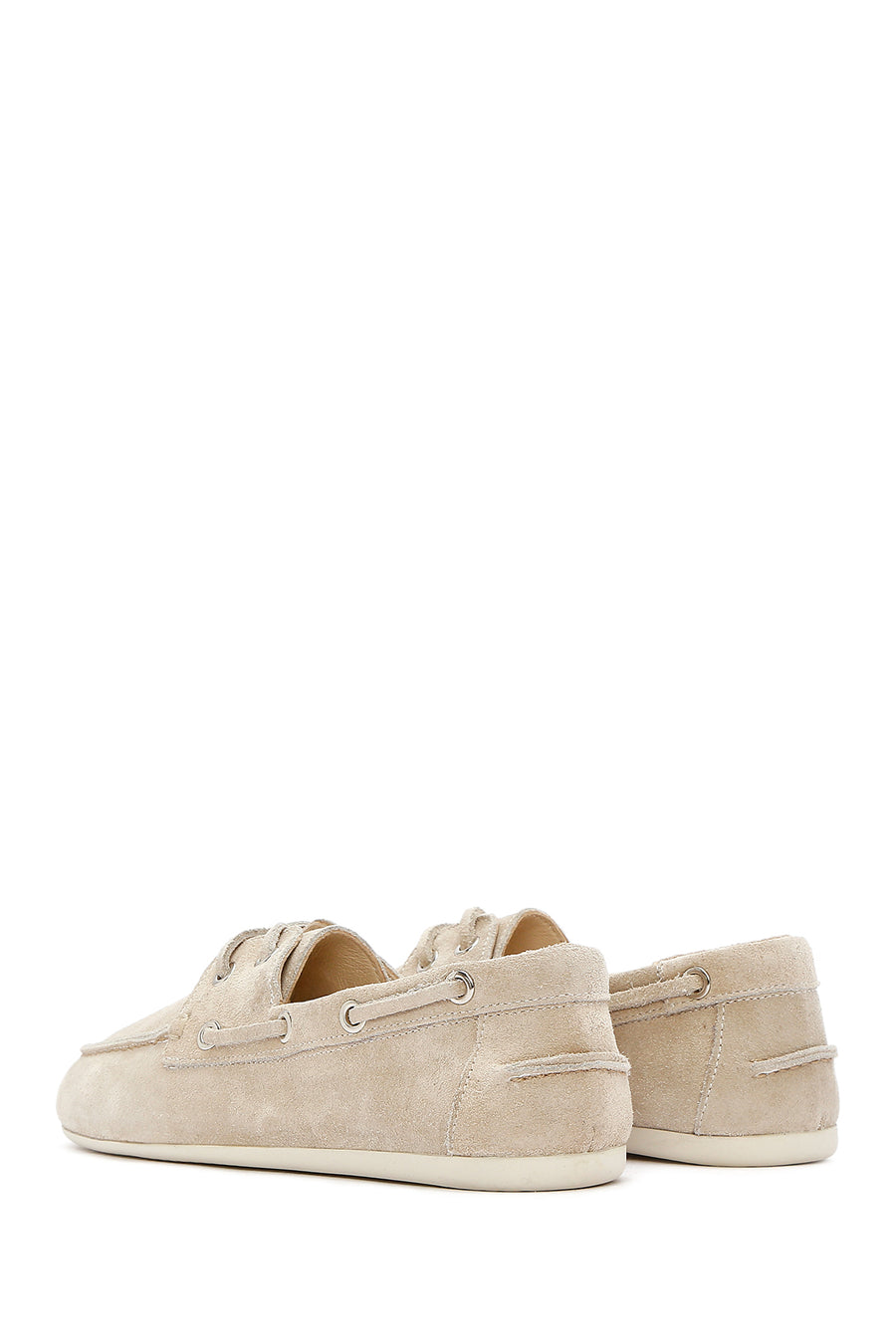 Women's Beige Lace-up Suede Leather Shoes