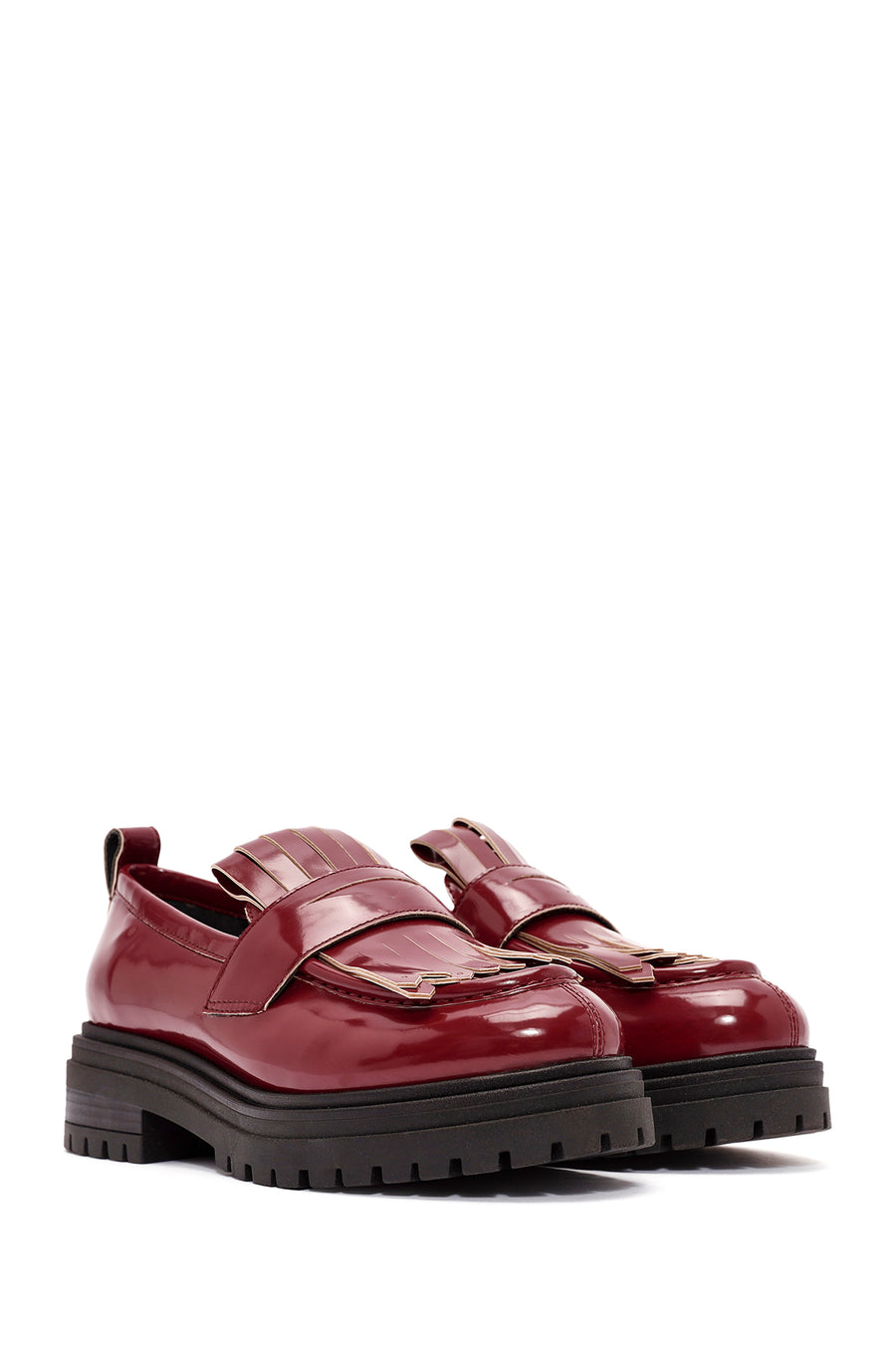 ACBC x Derimod Kadın Bordo Kalın Tabanlı Maskülen Loafer