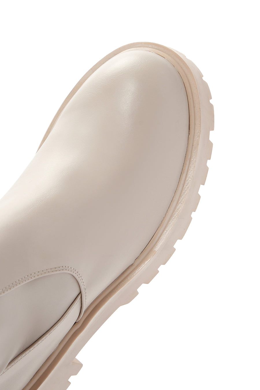 Women's Beige Laptop Thick Soled Zippered Casual Boots