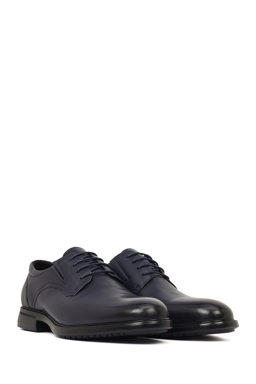 Men's Navy Blue Lace-up Classic Leather Shoes