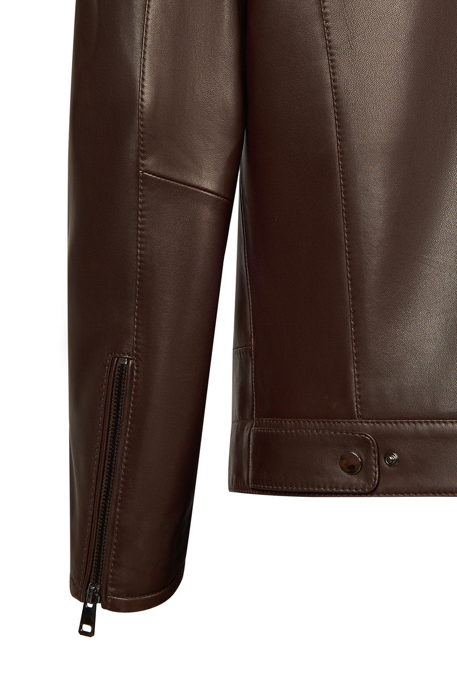 Palmer Male Brown Mandarin Collar Leather Jacket