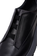 Men's Black Thick Sole Leather Casual Sneakers | Derimod