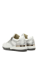 Women's White Lace-Up Side Zipper Leather Sneaker | Derimod