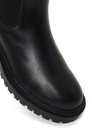 Woman Black Leather Chelsea Boots | Derimod