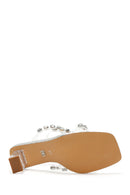 Women's Silver Transparent Thick Heeled Slippers | Derimod