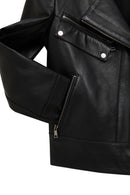 Roma Women's Black Biker Leather Jacket | Derimod
