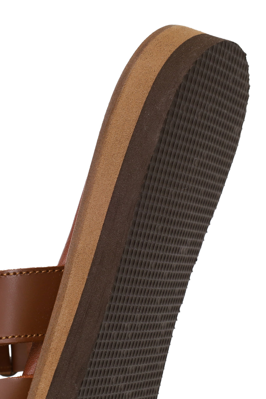 Woman Brown Strapped Leather Slipper