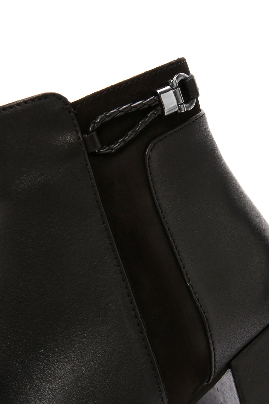 Women's Black Zipper Heeled Leather Boots
