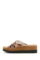 Women's Bronze Thick Soled Comfort Slippers | Derimod