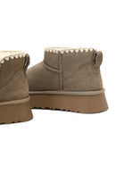 Woman Mink Suede Leather Teddy Bot | Derimod
