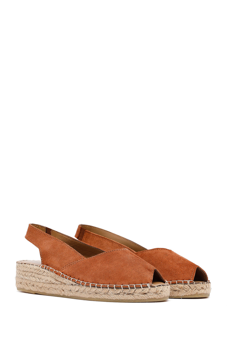Women's Orange Suede Espadrille Sandals