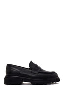 Male Black Thick-Soled Leather Loafer | Derimod