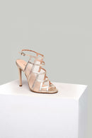 Women's Leather Heeled Sandals with Tulle Detail | Derimod