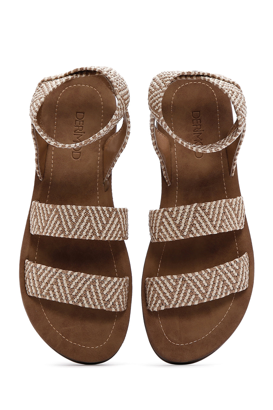 Kadın Bej Çift Bantlı Sandalet