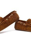 Kadın Taba Püsküllü Süet Deri Loafer | Derimod