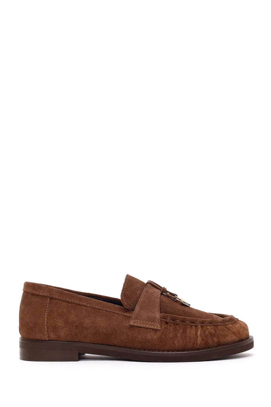 Kadın Ceviz Tokalı Süet Deri Maskülen Loafer AF190071DS | Derimod