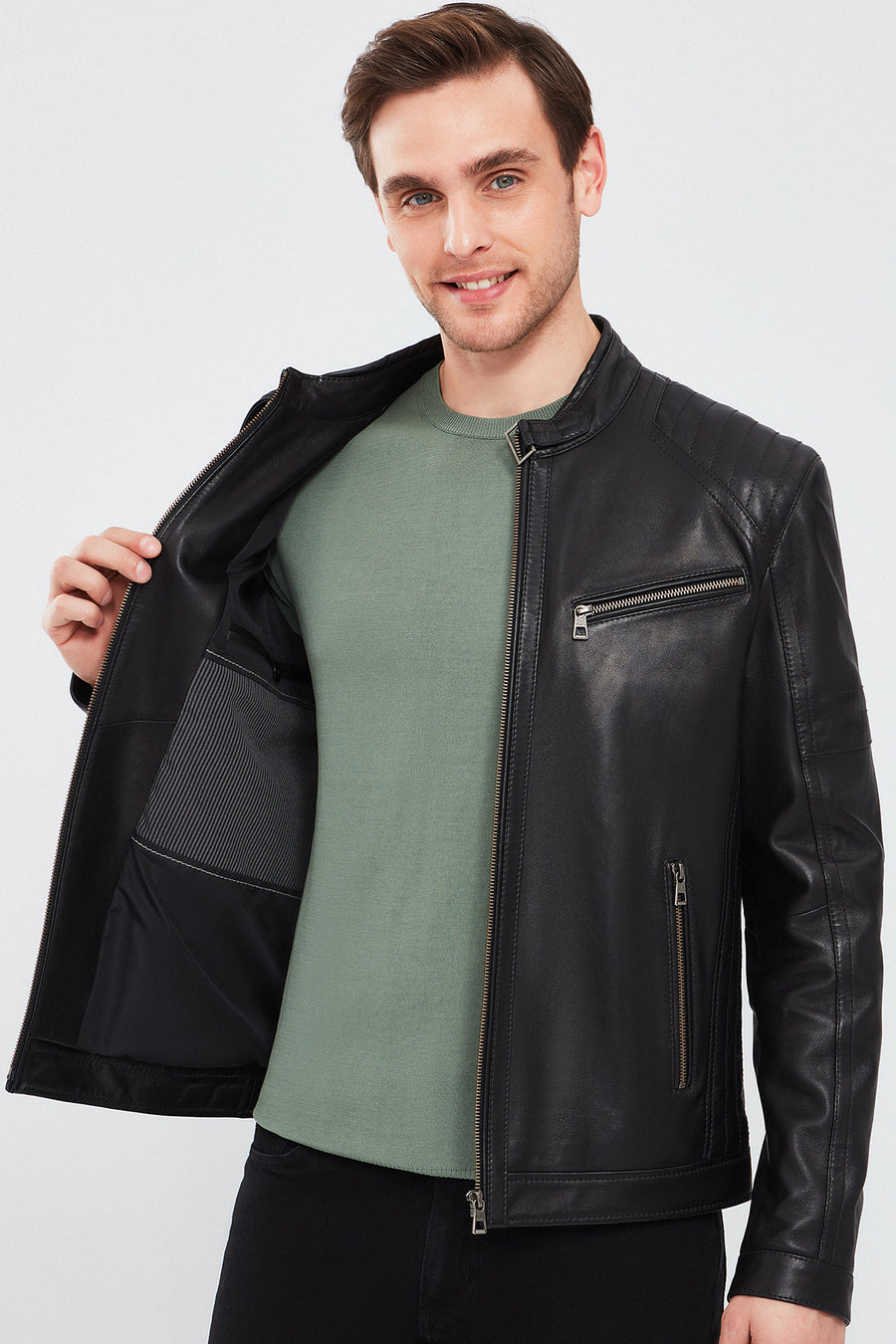 Paul Men's Black Leather Coat