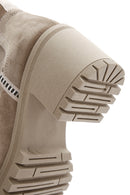 Women's Beige Suede Leather Heeled Chelsea Boots | Derimod
