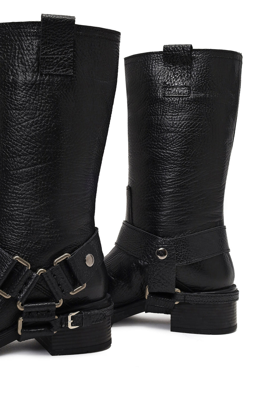 Women's Black Leather Biker Boot