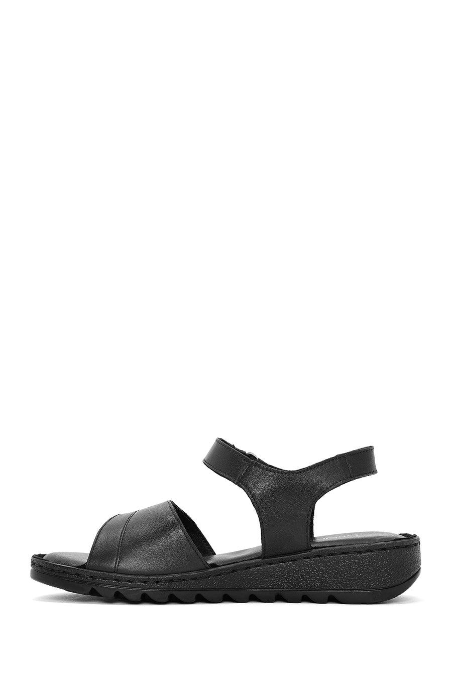 Women's Black Ankle Strap Comfort Leather Sandals
