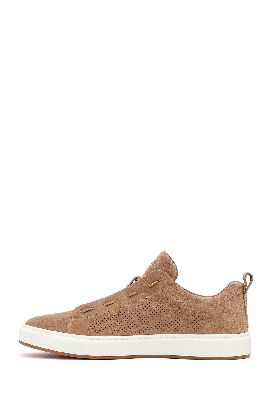 Erkek Bej Bağcıklı Süet Deri Sneaker