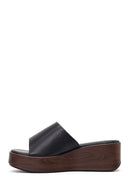 Women's Black Wedge Heeled Slippers | Derimod