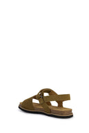 Goex Women's Green Leuca Strap Suede Leather Sandals | Derimod