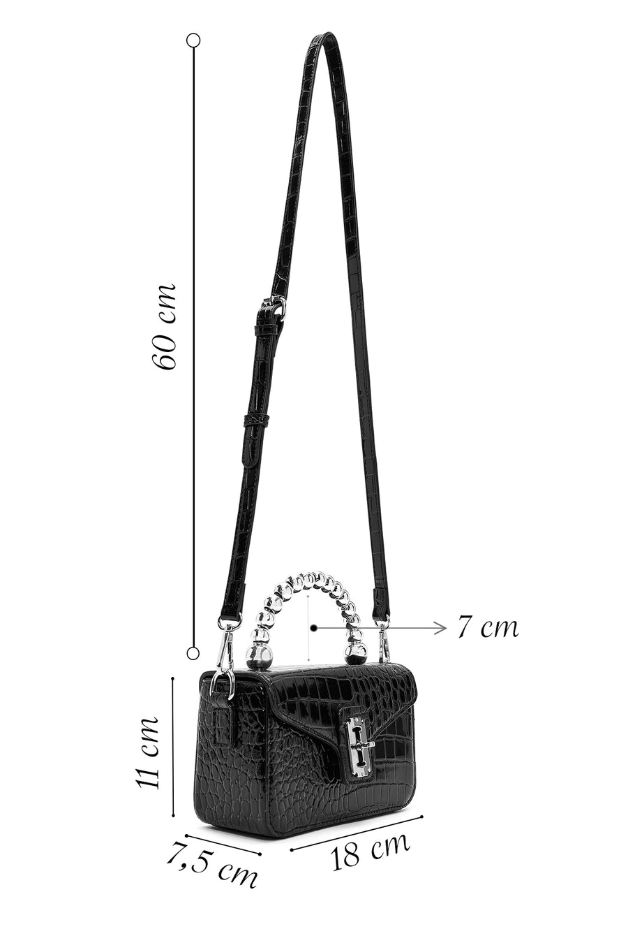 Women Black Long Strap Mini Classic Patent Crossbody Bag