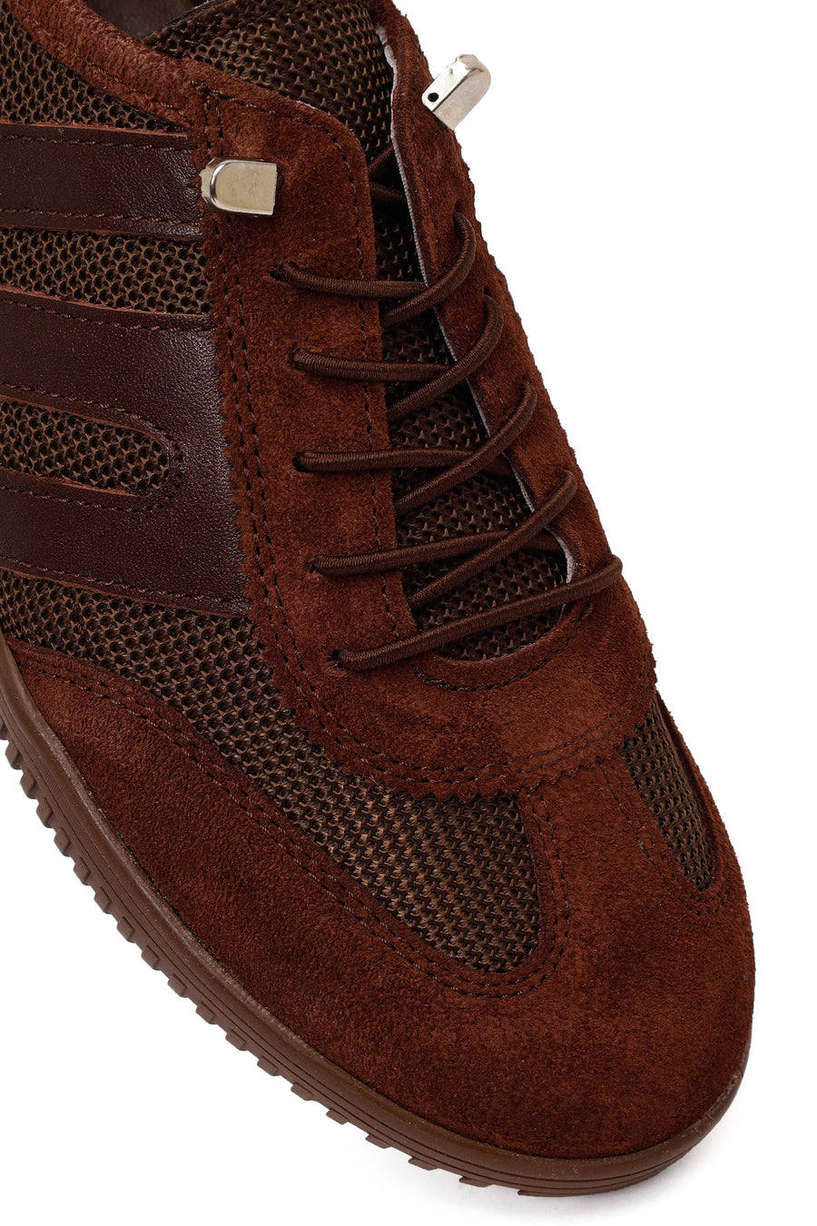 Woman Brown Lace-Up Leather Sneaker