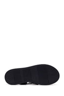 Woman Black Buckled Leather Sandals | Derimod