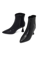 Women's Black Zippered Stone Detailed Heeled Boot | Derimod