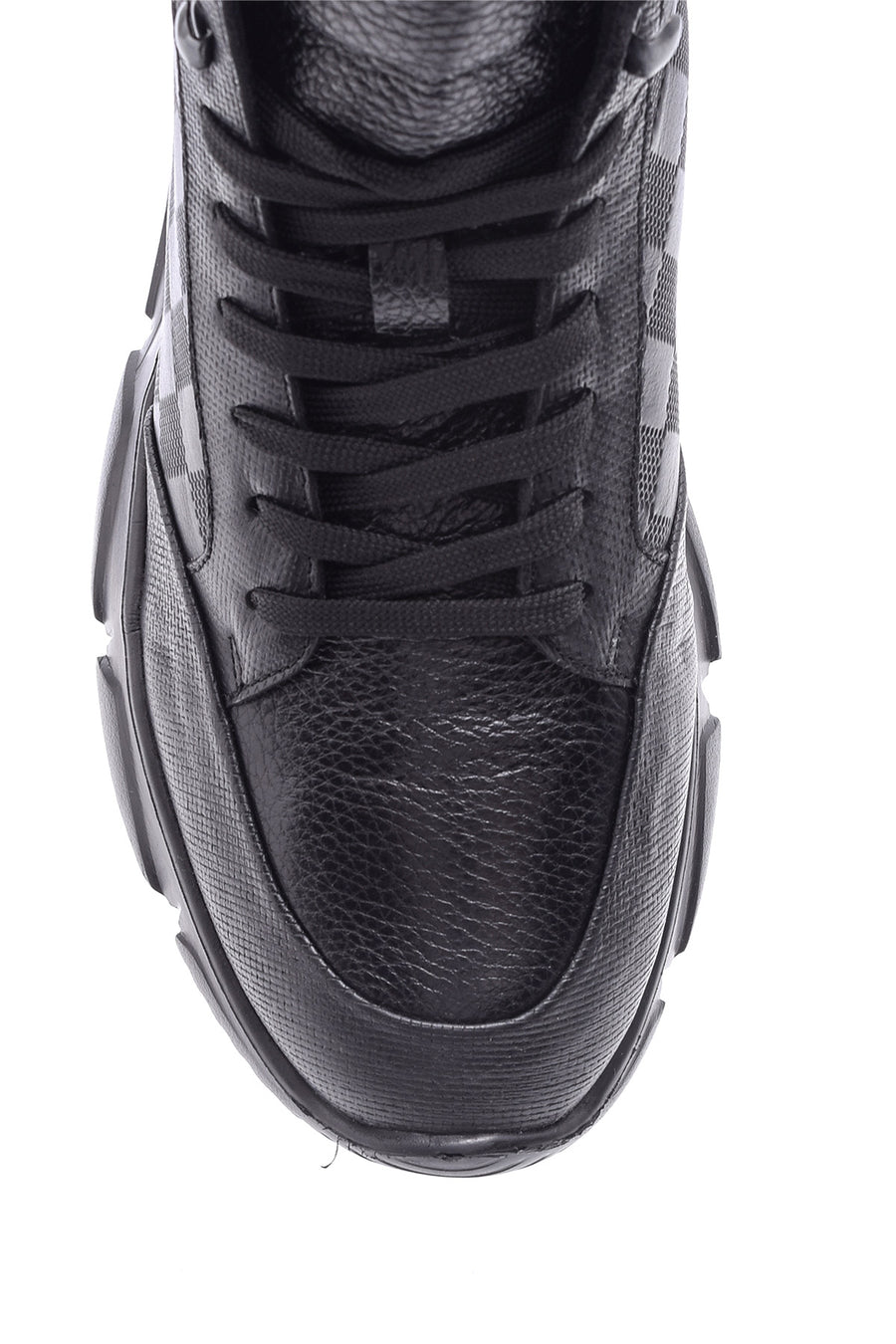 Erkek Damalı Deri Bot Sneaker